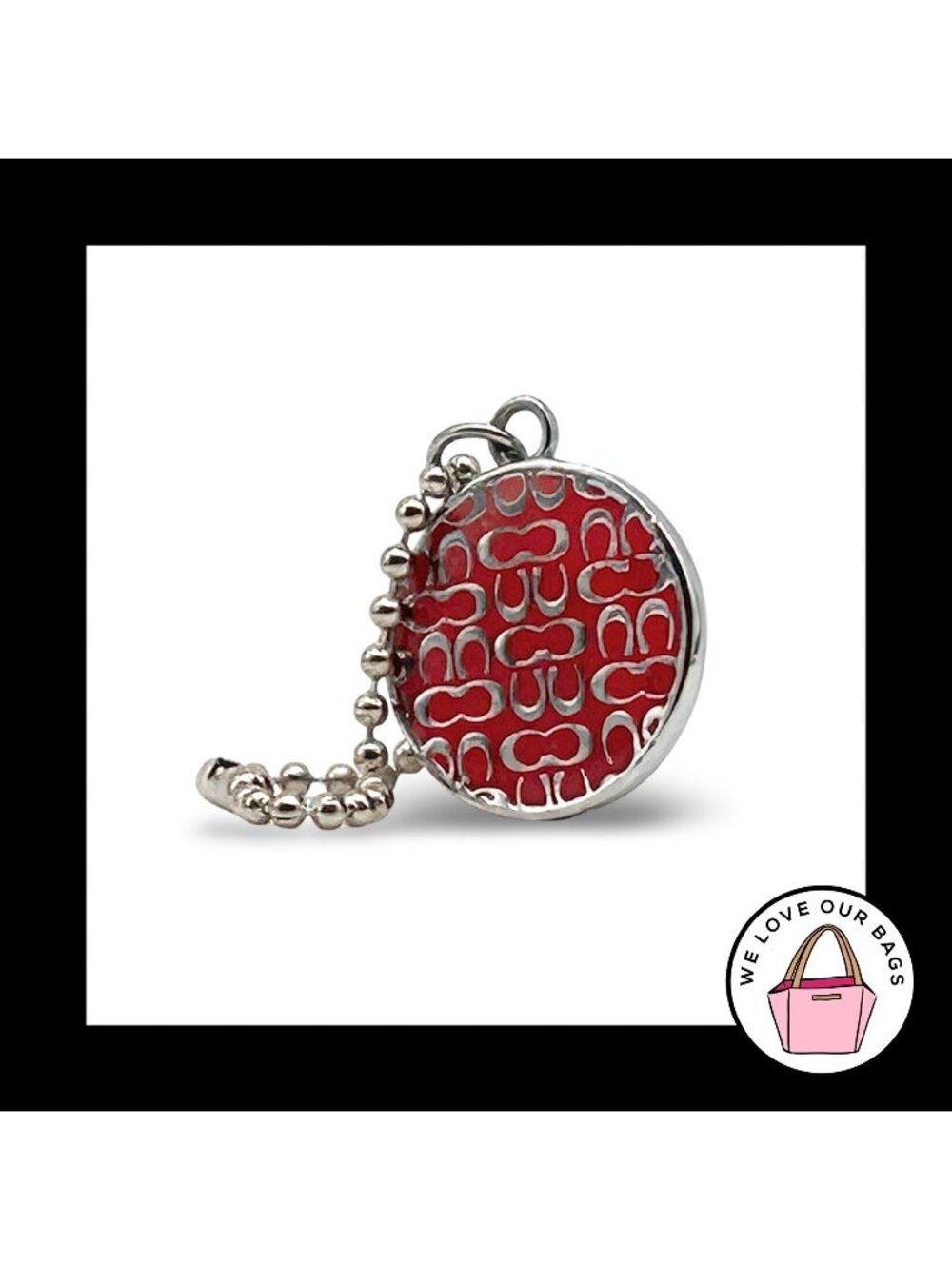 COACH Y2K VINTAGE Round Disc Bag Charm Hang Tag Keychain Fob Silver Nickel Metal